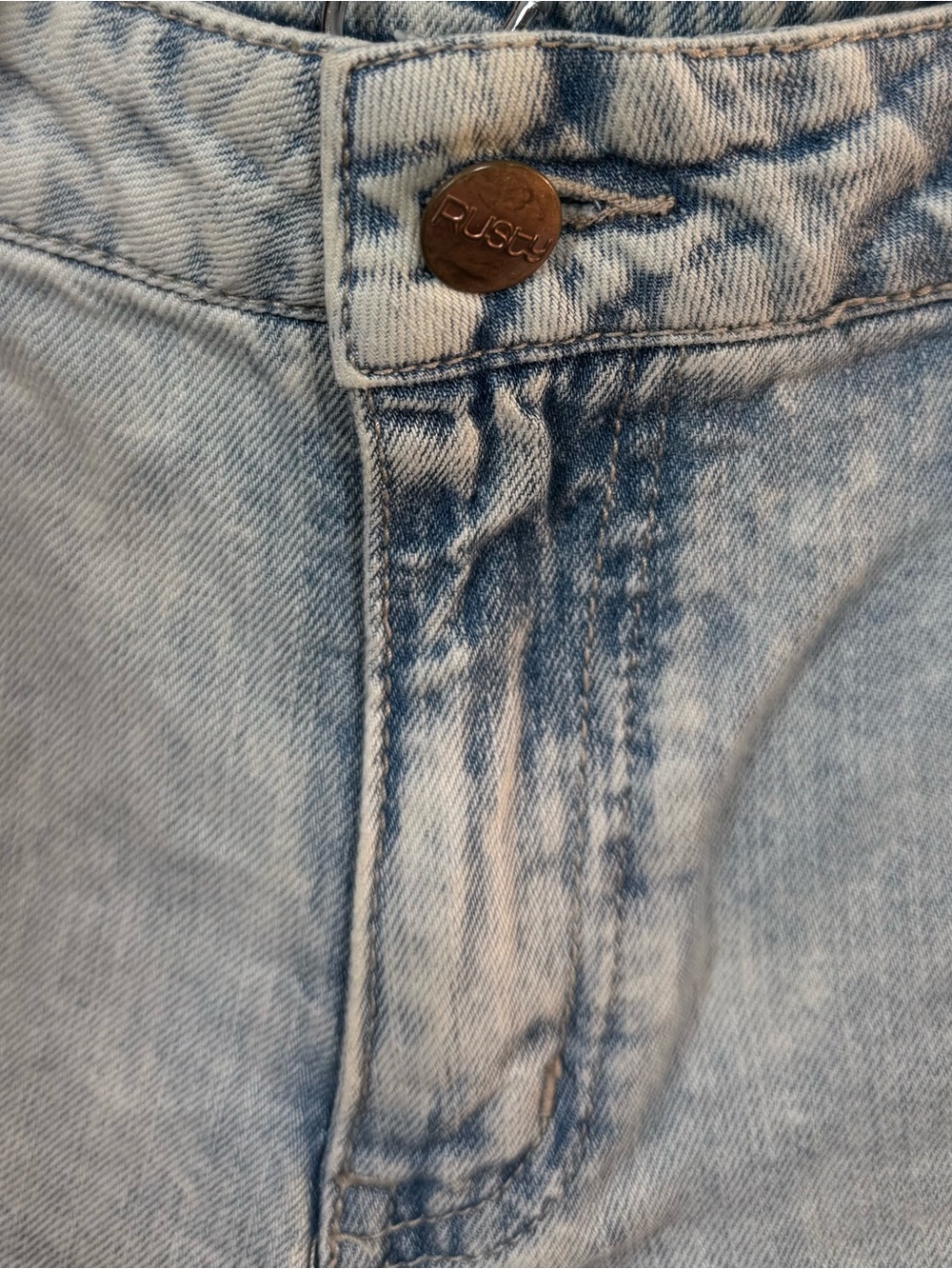 Rusty Distressed Light Blue Jean Shorts - Picture 3 of 16